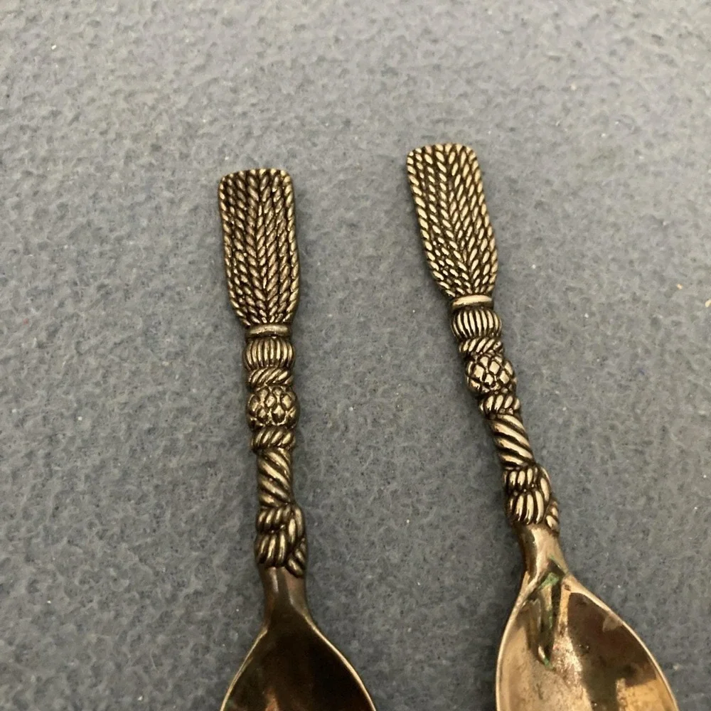 Silea Cartizone Silver Plated 4 in Coffee Spoons Twisted Rope Design - Set of 2‎